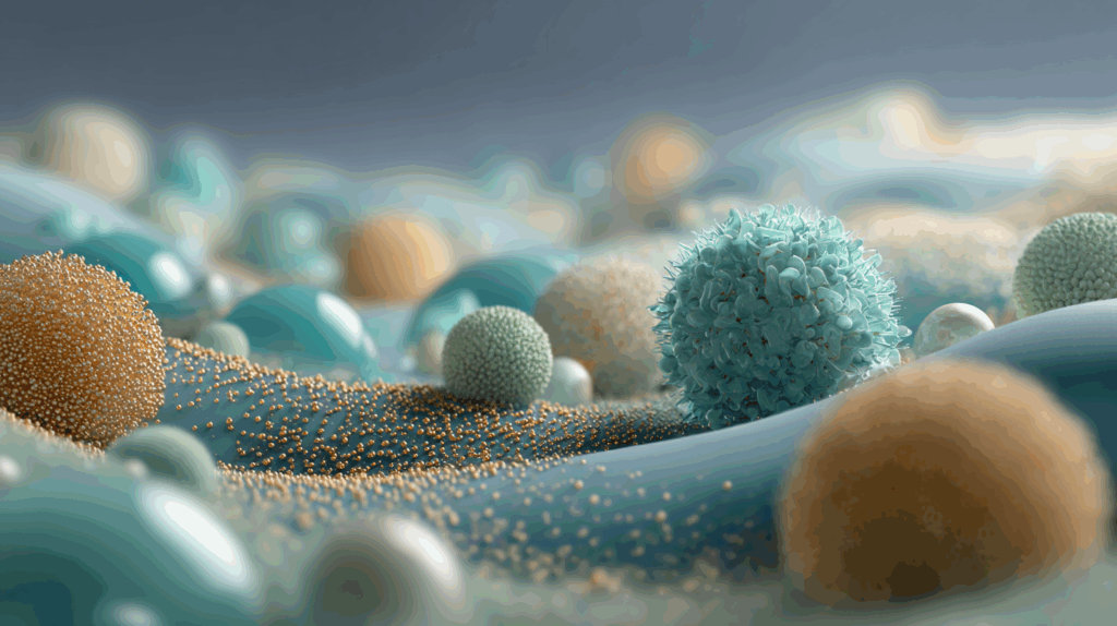 nachman148 An abstract beautiful 3D render of a microscopic w 64099325 e8a5 464f a7a6 96b4c78d35f9 1 Does Your Skin Have a Personality? Meet the Microbiome – Your Skin’s Second Brain 1
